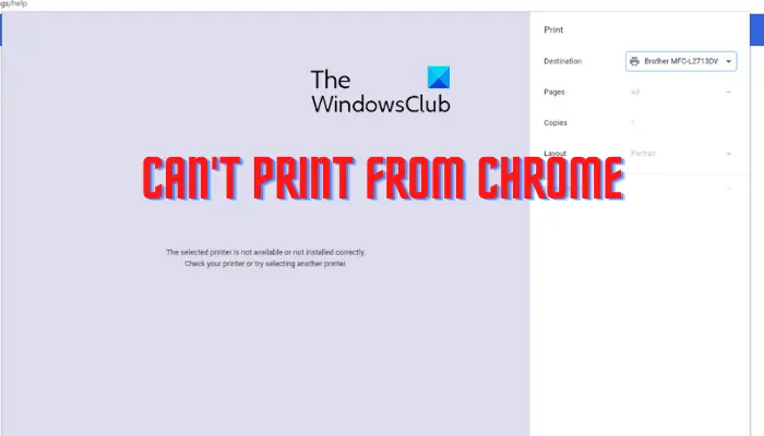 Can't Print from Chrome
