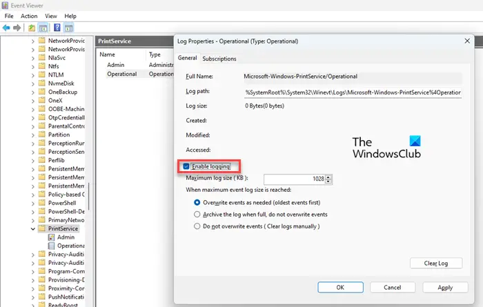 Check Print History using Event Viewer in Windows
