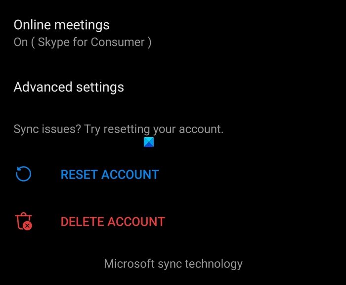 Delete Outlook account on Android