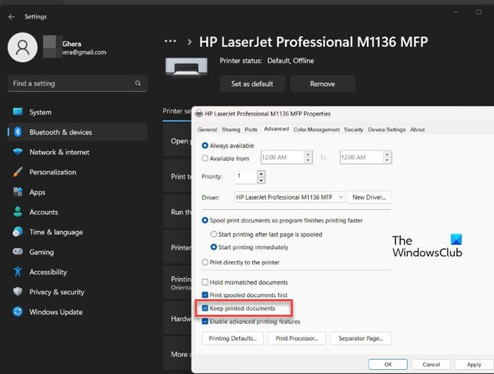 Enable Print History in Printer Settings