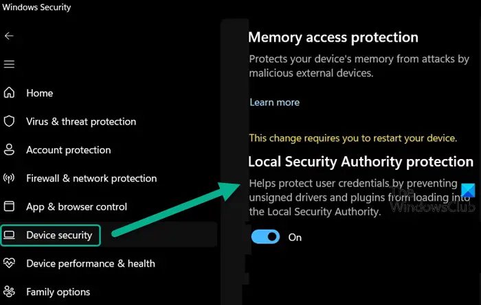 Enabling Local Security Authority protection using Windows Security