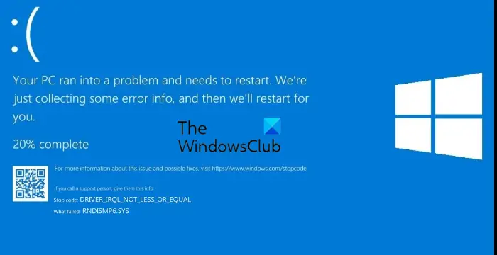 Fix RNDISMP6 SYS failed Blue Screen on Windows 11 10