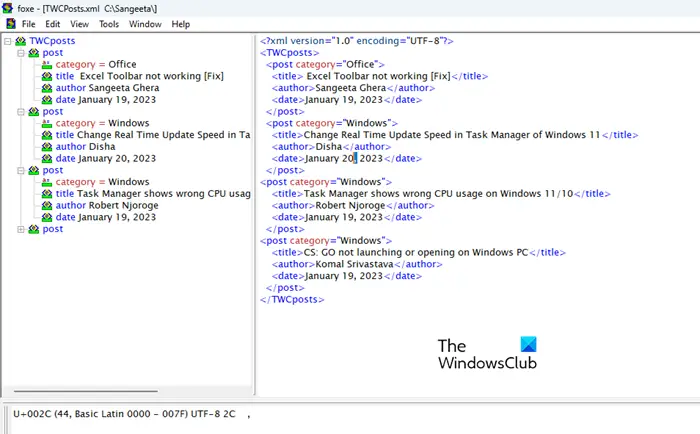 Foxe Free XML Editor for Windows