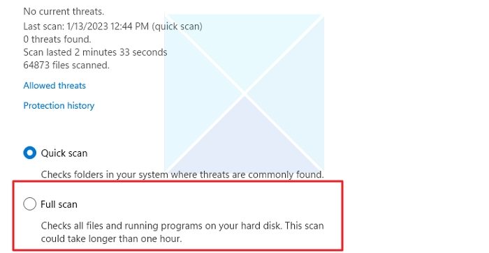 Full Scan Windows Security