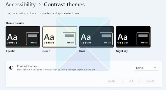 High Contrast Themes