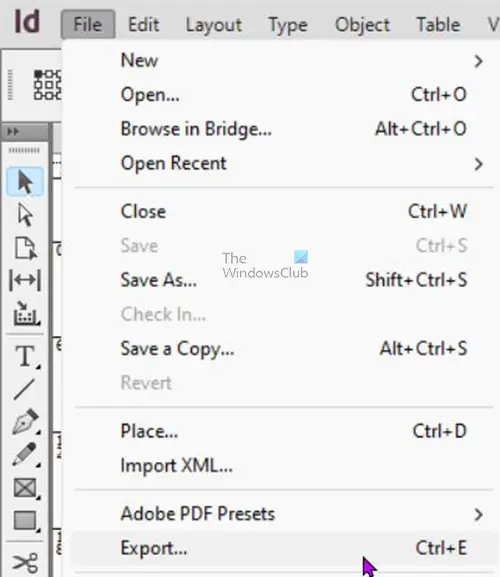 How to change an InDesign document to grayscale - File export