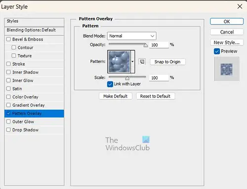 How to draw a patterned line in Photoshop - Layer style options