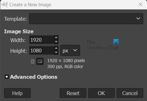 How to draw dotted lines in GIMP - New image options