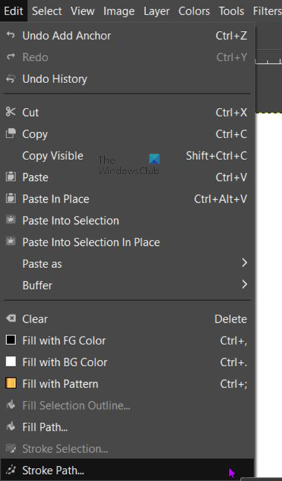 How to draw dotted lines in GIMP - edit path