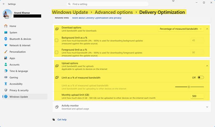Limit bandwidth that can be used to download Windows Updates