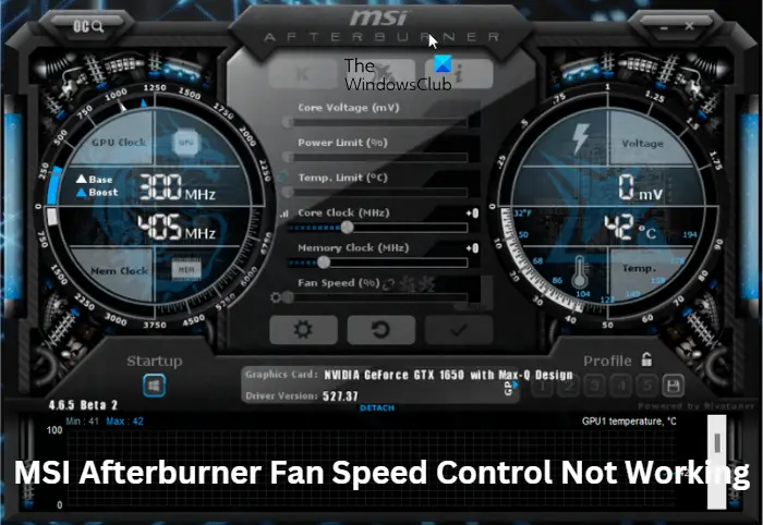 MSI Afterburner Fan Speed Control Not Working