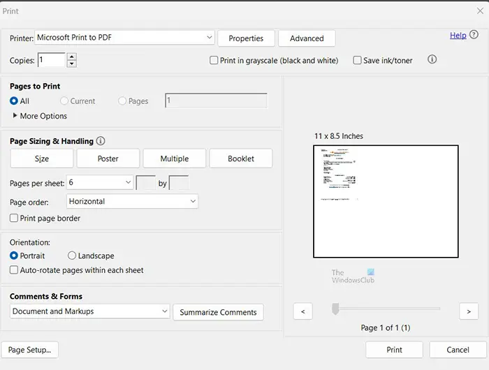 Printer printing only Small Fonts and not large - Print PDF - Multiple per page