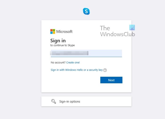 Skype Sign in