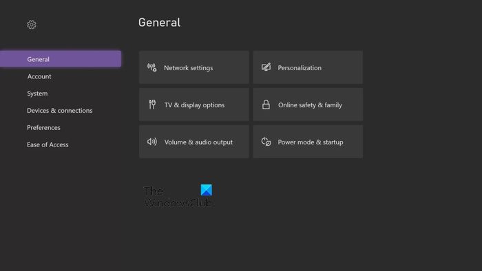 Xbox General Settings