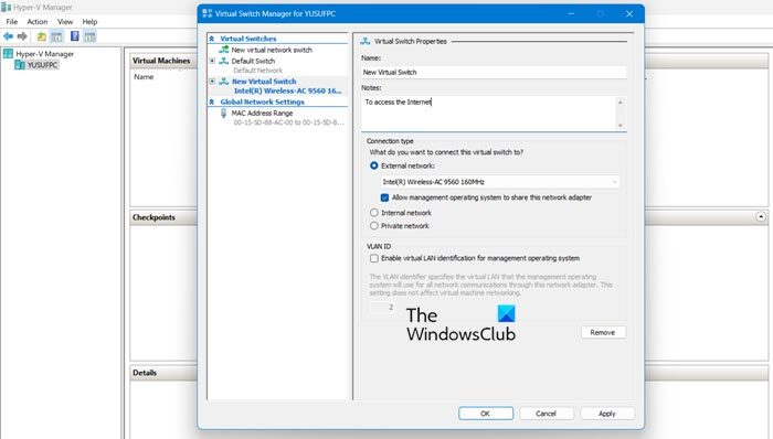 Can’t Connect to Hyper-V Virtual Machine Initial checklist - Configure/Create Virtual (external) Switch