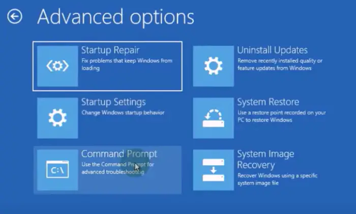 Open Command Prompt Login Boot Screen Installation Media Options