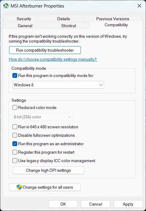 run msi afterburner as an admin