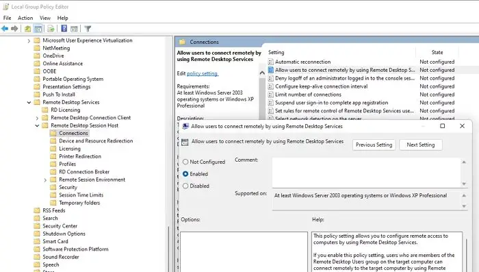 Change or Update the Group Policy of Remote Desktop Session Host
