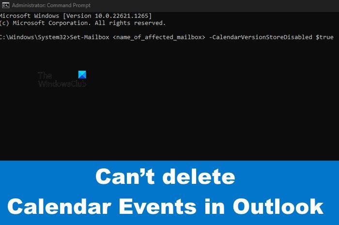 Can’t delete Calendar Events in Outlook