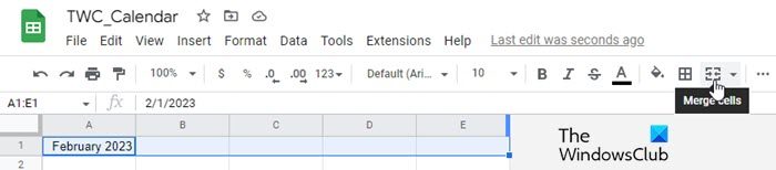 Creating a Google Sheets calendar from scratch - adding header