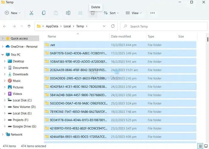 Delete Files from Temporary Folder in Windows