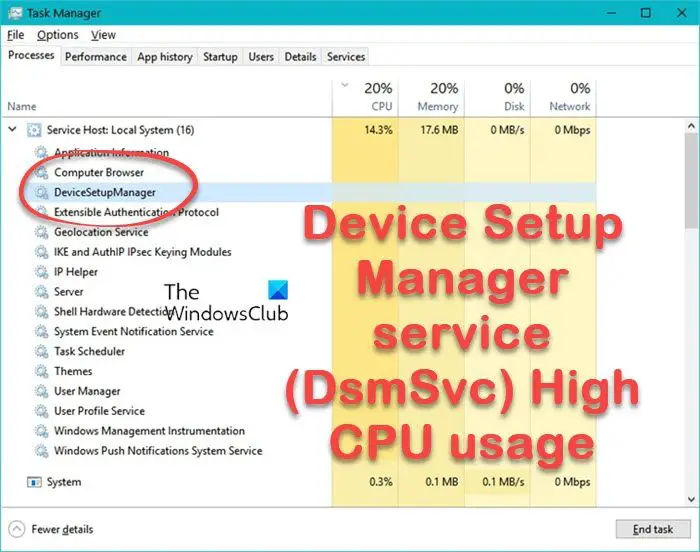 Device Setup Manager service (DsmSvc) High CPU usage