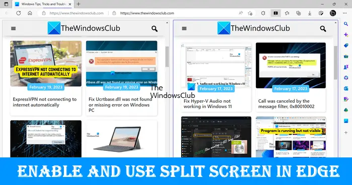 Enable and use Split Screen in Edge