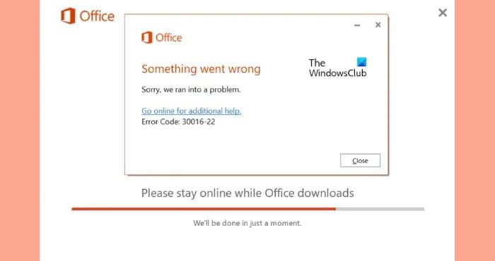 Error 30016-22 when installing Office