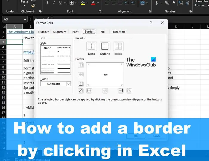 How to add Border in  Excel 