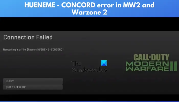 HUENEME - CONCORD error in Modern Warfare 2 and Warzone 2