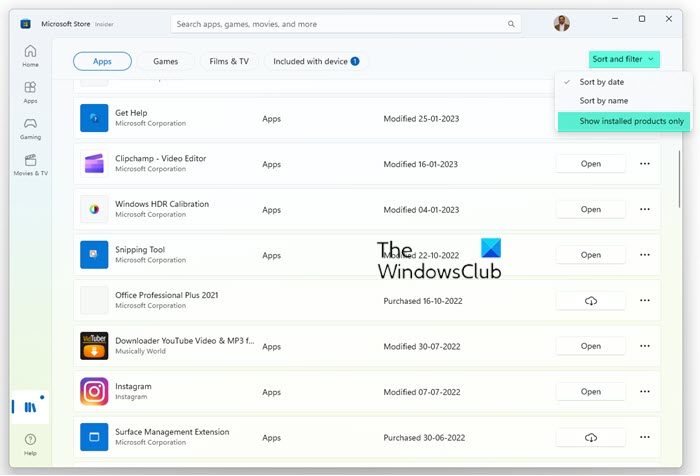 Hide or Remove apps from the Microsoft Store Library