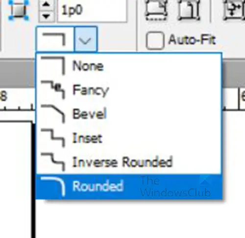 How to change shapes in InDesign - corner options dialogue drop down arrow