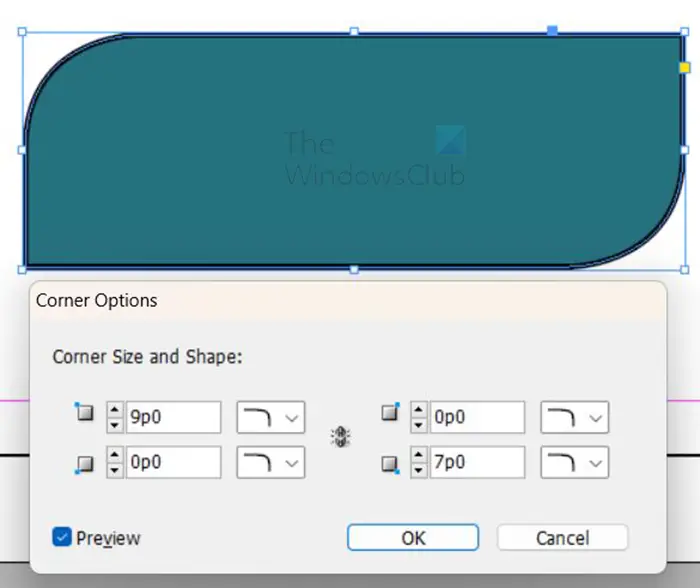 How to change shapes in InDesign - rounding individual sides