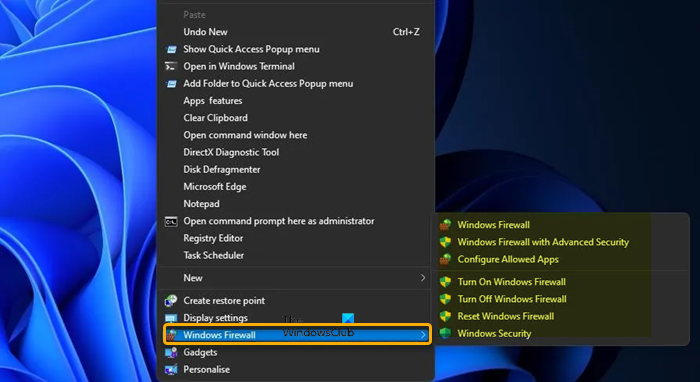 How to open Windows Firewall via Desktop Context Menu