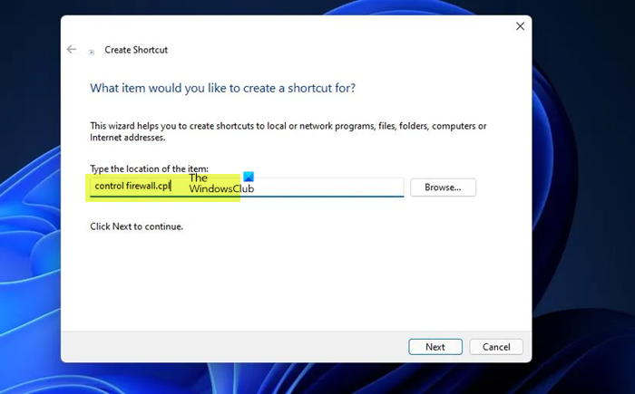 How to open Windows Firewall via Desktop Shortcut