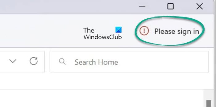 How to remove Please Sign In from File Explorer