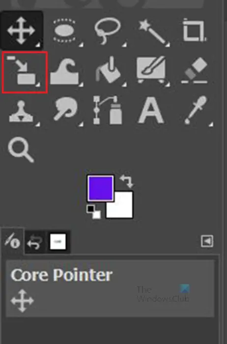 How to resize images in GIMP - Left layers panel - scale tool