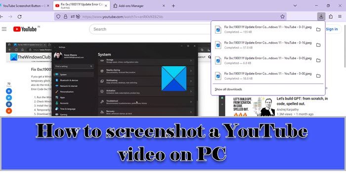 How to screenshot a YouTube video on PC