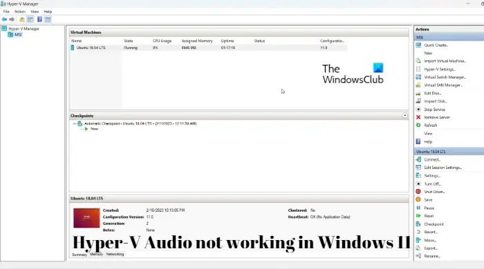 Hyper-V Audio not working in Windows 11