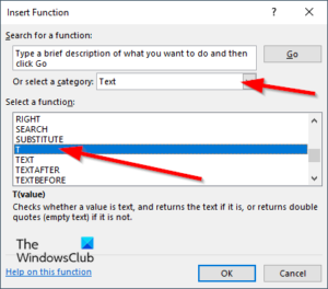 How to use T function in Excel
