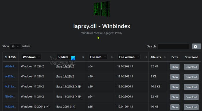 Manually download & replace LAPRXY.DLL file