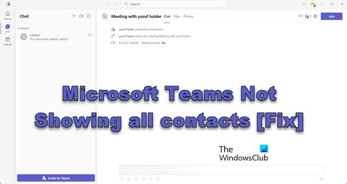 Microsoft Teams not showing all Contacts