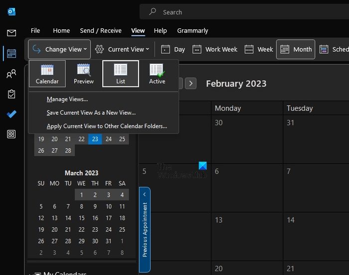 Outlook Calendar Change View