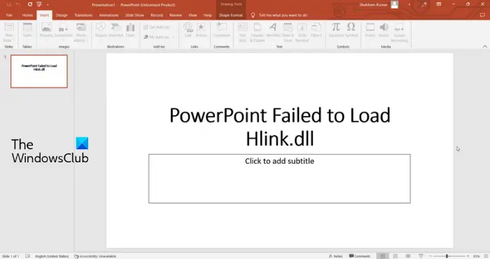 PowerPoint Failed to Load Hlink dll