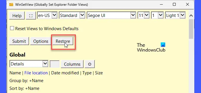 Restore to previous settings in WinSetView