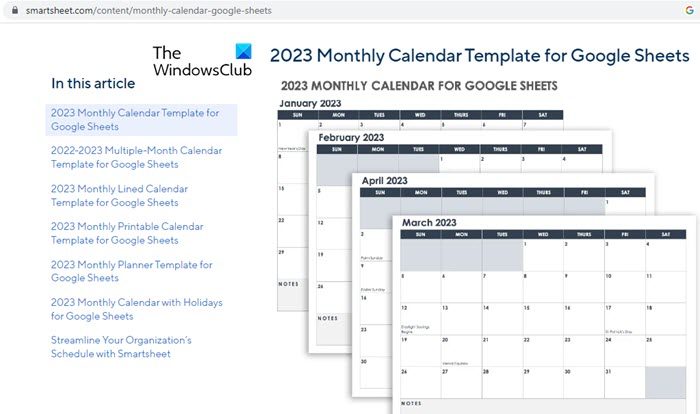 Using third-party calendar templates in Google Sheets