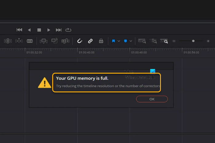 Your GPU memory is full in DaVinci Resolve Your GPU memory is full in DaVinci Resolve