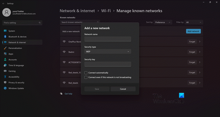 can't connect to hidden network windows 10