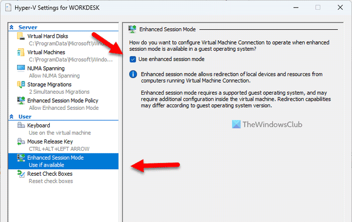 How to enable Hyper-V Enhanced Session in Windows 11