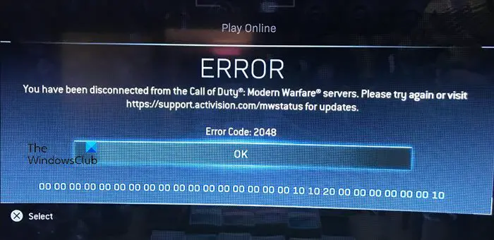 Error Code: 2048 in Call of Duty: MW and Warzone